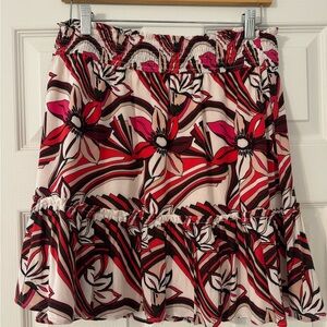 Anthropologie floral boho MOD mini skirt NWT LARGE viscose lined